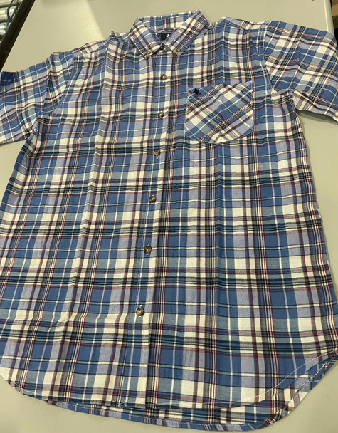BLACK HORSE WOVEN PLAID SHIRT - SIZE : MEN'S L - BLUE/RED/WHITE/LIGHT BLUE New