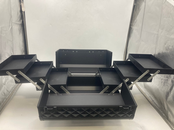 BEAUTY COSMETIC MAKEUP CASE TRAIN EXTENDABLE TRAYS MAGNIFIQ MAKEUP - BLACK