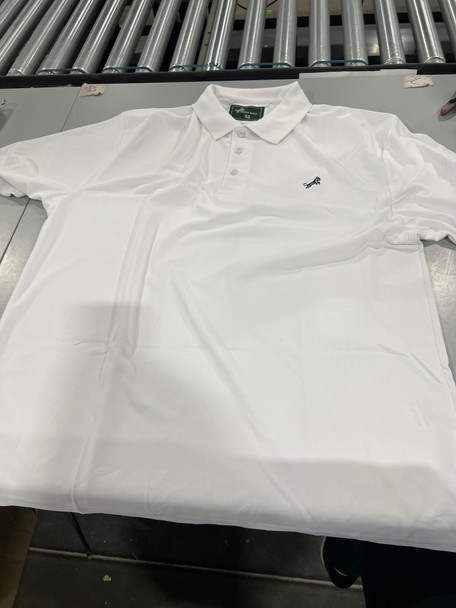 TIGER WOLF 3 BUTTON POLO SHIRT - SIZE: MEN XL - WHITE TIGER WOLF 3 BUTTON POLO SHIRT - SIZE: MEN XL - WHITE