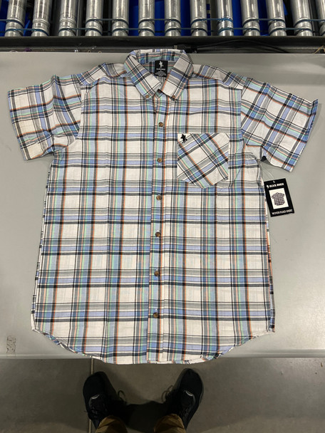 BLACK HORSE MEN'S S/S WOVEN PLAID SHIRT - MENS SMALL - MULTICOLOR WOVEN PLAID New