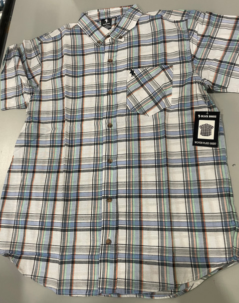 BLACK HORSE WOVEN PLAID SHIRT - MENS L - MULTICOLOR WOVEN PLAID New