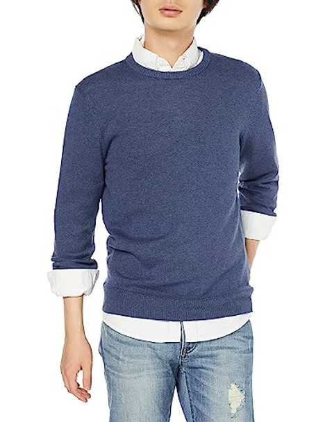 AMAZON ESSENTIALS STORE MEN'S LONG-SLEEVE CREWNECK SWEATER, 100% COTTON - BLUE New AMAZON ESSENTIALS STORE MEN'S LONG-SLEEVE CREWNECK SWEATER, 100% COTTON - BLUE New