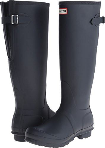 HUNTER FOOTWEAR WOMEN'S ORIGINAL TALL BACK ADJUSTABLE RAIN BOOTS NAVY SIZE 7
