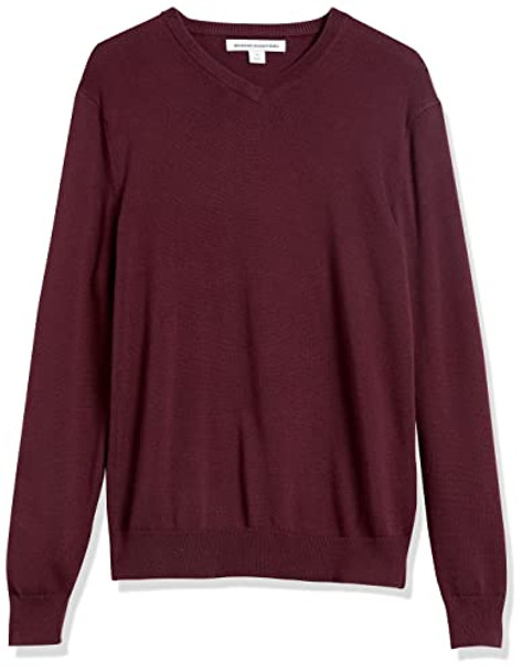 AMAZON ESSENTIALS MEN'S V-NECK PULLOVER SWEATER - SIZE: MEN M - BURGUNDY New AMAZON ESSENTIALS MEN'S V-NECK PULLOVER SWEATER - SIZE: MEN M - BURGUNDY New