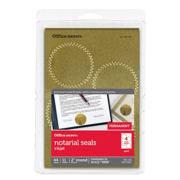 Office Depot Permanent Self-Adhesive Notarial Seals 2in. Pack 44 - GOLD New Office Depot Permanent Self-Adhesive Notarial Seals 2in. Pack 44 - GOLD New