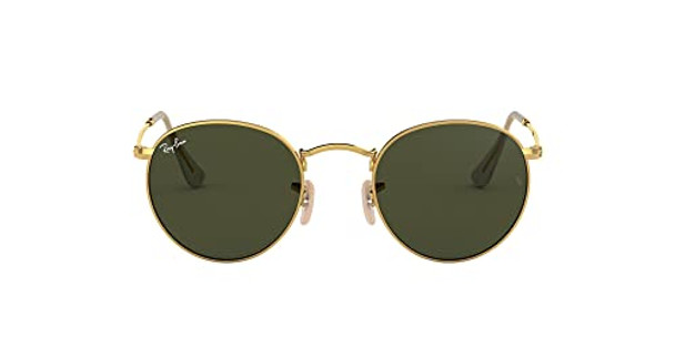 RAY-BAN UNISEX ROUND METAL ROUND SUNGLASSES - GOLD/G-15 GREEN