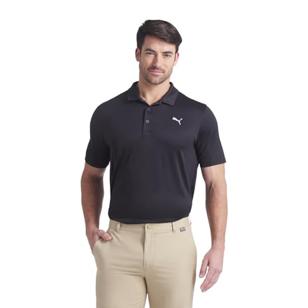 631607 PUMA MEN'S ICON HEATHER POLO 2.0 BLACK HEATHER SIZE L New