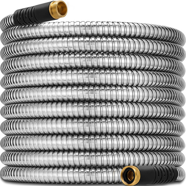 RULOYIU 130FT STAINLESS STEEL GARDEN HOSE 2025 UPGRADED HOSES - SILVER RULOYIU 130FT STAINLESS STEEL GARDEN HOSE 2025 UPGRADED HOSES - SILVER