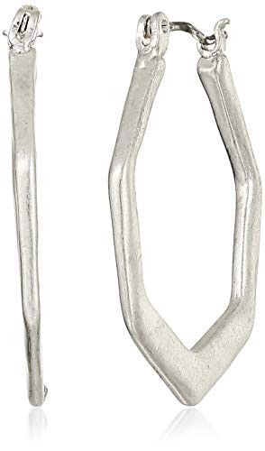 THE SAK HEXAGON SHAPED HOOP EARRINGS - SILVER