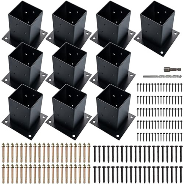 LADECH 4X4 WOOD FENCE POST ANCHOR BASE 2MM THICK STEEL AND BLACK POWDER COATED LADECH 4X4 WOOD FENCE POST ANCHOR BASE 2MM THICK STEEL AND BLACK POWDER COATED