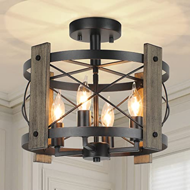 BrightHome Farmhouse Rustic Light Fixture Ceiling Mount - Black BrightHome Farmhouse Rustic Light Fixture Ceiling Mount - Black