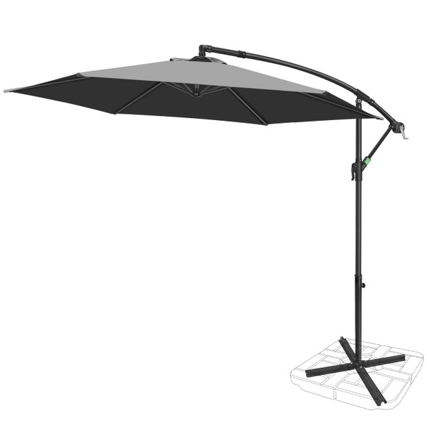 FRUITEAM 10FT PATIO OFFSET CANTILEVER UMBRELLA CRANK - GRAY FRUITEAM 10FT PATIO OFFSET CANTILEVER UMBRELLA CRANK - GRAY