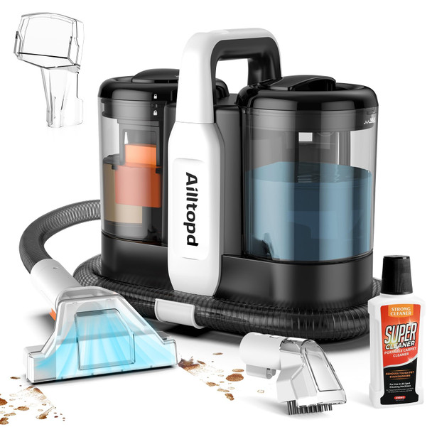 AILLTOPD PORTABLE CARPET & UPHOLSTERY SPOT CLEANER, POWERFUL SUCTION - BLACK