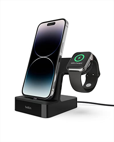 BELKIN MAGNETIC 2-IN-1 LIGHTNING CHARGING DOCK FOR APPLE IPHONE AND WATCH BLACK