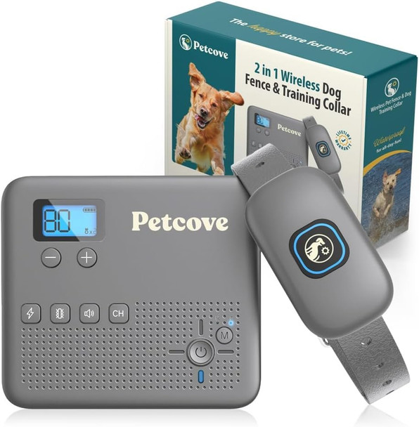 PETCOVE WIRELESS DOG FENCE 2.4GHZ WIRELESS 2 IN 1 WIRELESS DOG FENCE - GRAY New PETCOVE WIRELESS DOG FENCE 2.4GHZ WIRELESS 2 IN 1 WIRELESS DOG FENCE - GRAY New
