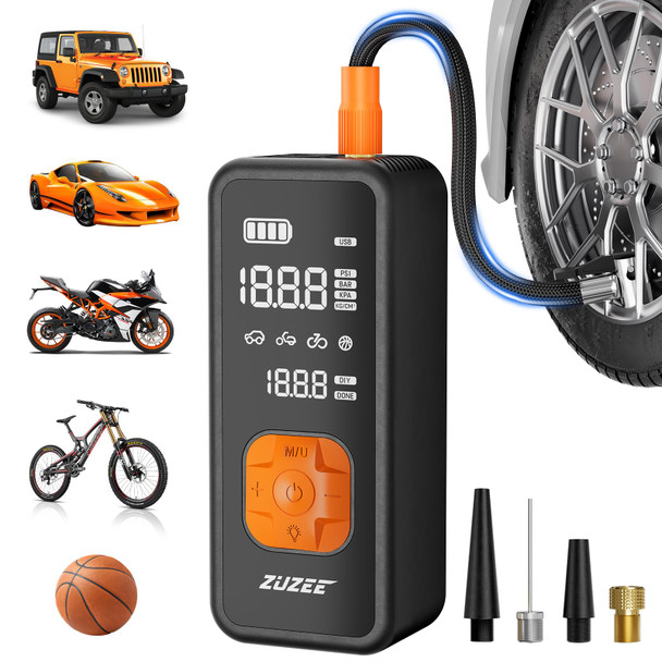 ZUZEE TIRE INFLATOR PORTABLE AIR COMPRESSOR 150PSI AIR PUMP - ORANGE/BLACK ZUZEE TIRE INFLATOR PORTABLE AIR COMPRESSOR 150PSI AIR PUMP - ORANGE/BLACK