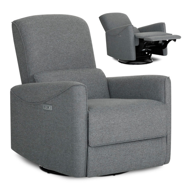 Evolur Belmont Nursery Glider Chair with Massager in Cosmic Grey