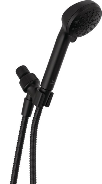 DELTA FAUCET 4-SETTING HANDHELD SHOWER HEAD, BLACK - MATTE BLACK