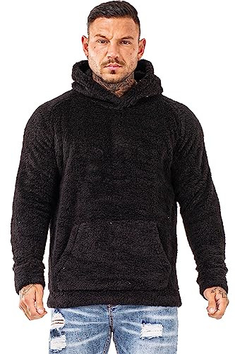 GINGTTO MENS SHERPA HOODIE SWEATER - SIZE: MEN XL - BLACK