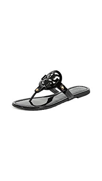 50008647 TORY BURCH WOMEN MILLER PATENT THONG SANDAL PERFECT BLACK, SIZE 8
