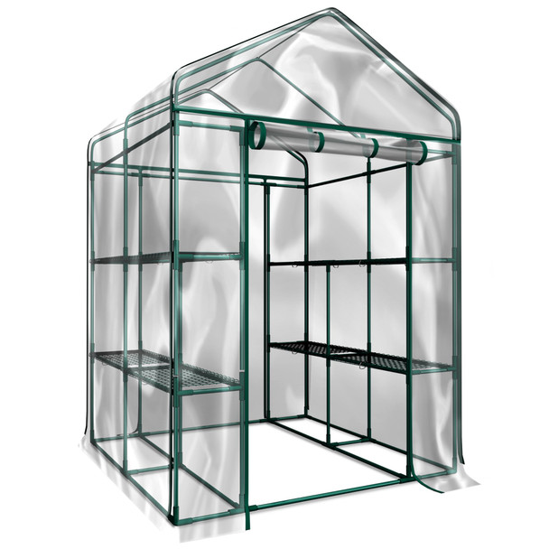 HOME-COMPLETE GREENHOUSE - WALK-IN GREENHOUSE - 8 STURDY SHELVES - HC-4202-IMP HOME-COMPLETE GREENHOUSE - WALK-IN GREENHOUSE - 8 STURDY SHELVES - HC-4202-IMP