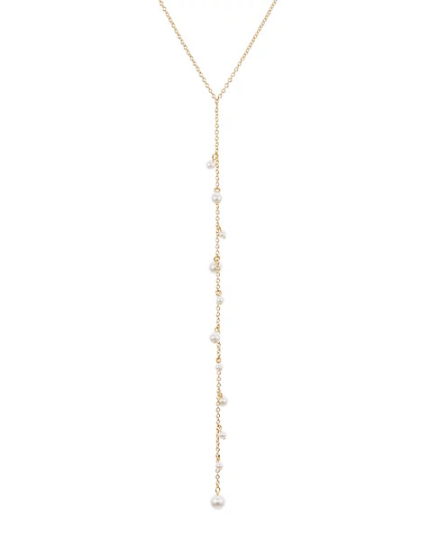 REBECCA MINKOFF FLOATING SIMULATED PEARL LARIAT NECKLACE, 18" - GOLD New REBECCA MINKOFF FLOATING SIMULATED PEARL LARIAT NECKLACE, 18" - GOLD New