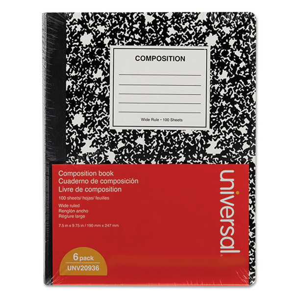 UNIVERSAL 20946 COMPOSITION BOOK COLLEGE RULE 9 3/4 X 7 1/2 100 SHEETS 6/PACK UNIVERSAL 20946 COMPOSITION BOOK COLLEGE RULE 9 3/4 X 7 1/2 100 SHEETS 6/PACK