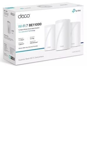TP-LINK DECO BE11000 MULTI-GIG WHOLE HOME MESH WI-FI 7 SYSTEM 3-PACK - WHITE
