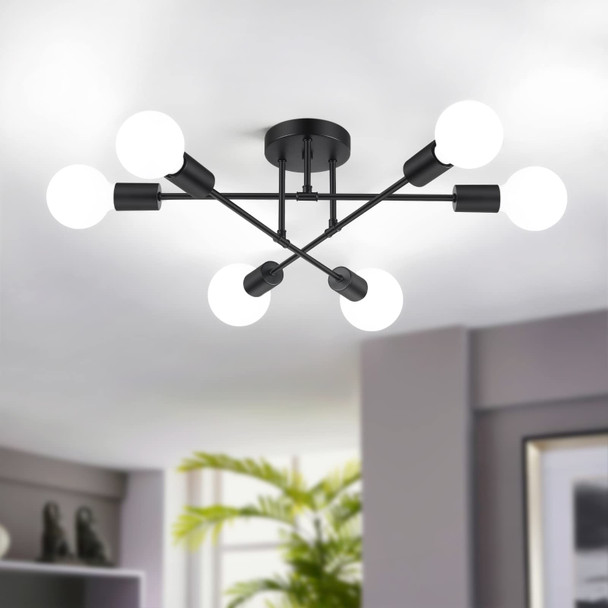 BOSCEOS MODERN SPUTNIK CHANDELIER 6-LIGHT CEILING LIGHTS FIXTURE - BLACK BOSCEOS MODERN SPUTNIK CHANDELIER 6-LIGHT CEILING LIGHTS FIXTURE - BLACK