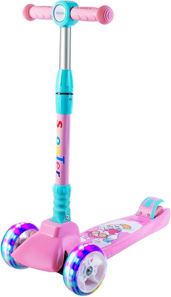 SULIVES 3 WHEEL SCOOTER FOR KIDS AGES 2-12 HEIGHT ADJUSTABLE CUBISM / MODERN ART