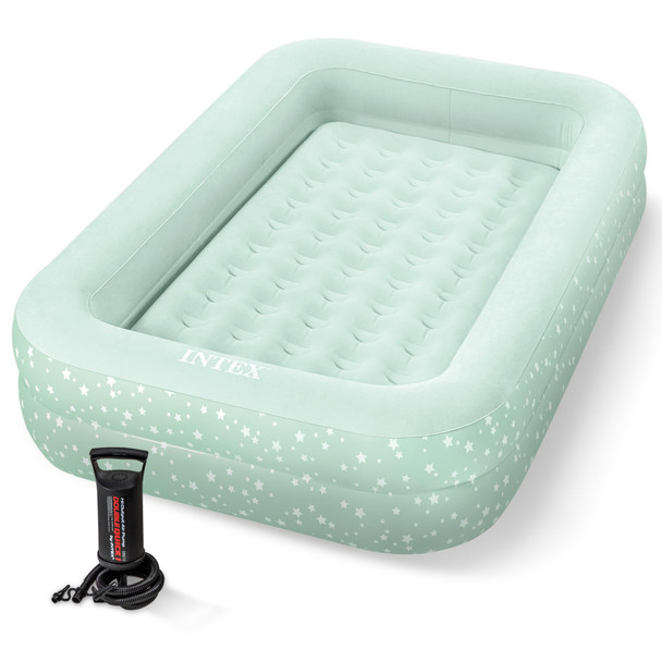 Intex Kids Travel Air Mattress Inflatable Bed withRaised Sides & Hand Pump