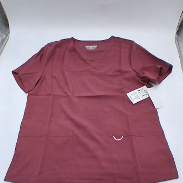 EMPIRE TREND POLYESTER SCRUBS TOP - SIZE: WOMEN MEDIUM - BURGUNDY New