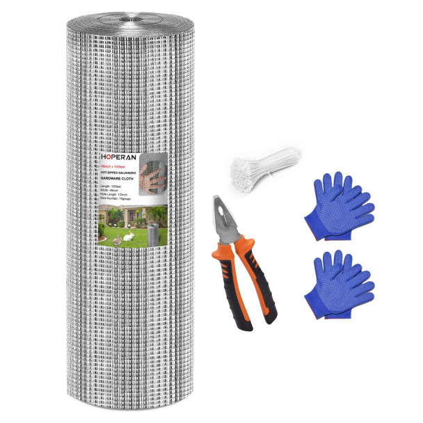 HOPERAN HARDWARE CLOTH 1/2 INCH 48 X 100 FT MESH 19 GAUGE CHICKEN WIRE - STEEL