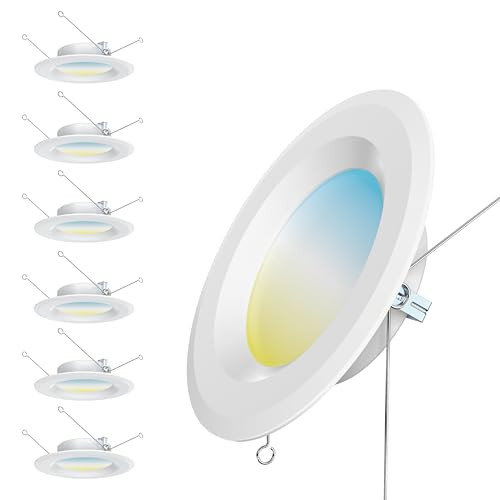 GONGOO LIFESTYLE 6 PACK LED RECESSED LIGHT 6INCH 5CCT FLAT LED CAN LIGHTS