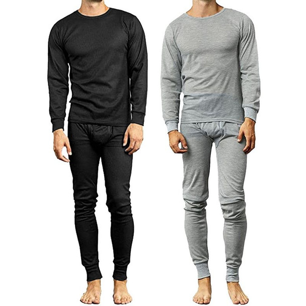GALAXY BY HARVIC MEN'S 4-PIECE THERMAL SET (2-FULL SETS) - SIZE XL - GRAY/BLACK New