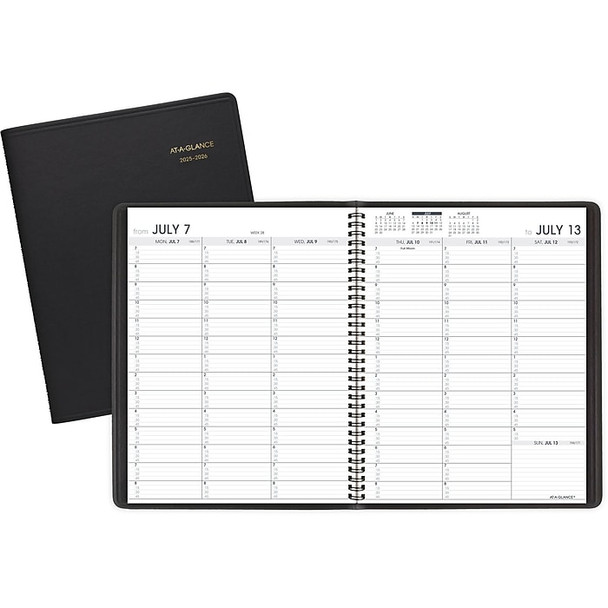AT-A-GLANCE 7" X 8.75" ACADEMIC YEAR WEEKLY APPOINTMENT FAUX LEATHER - BLACK