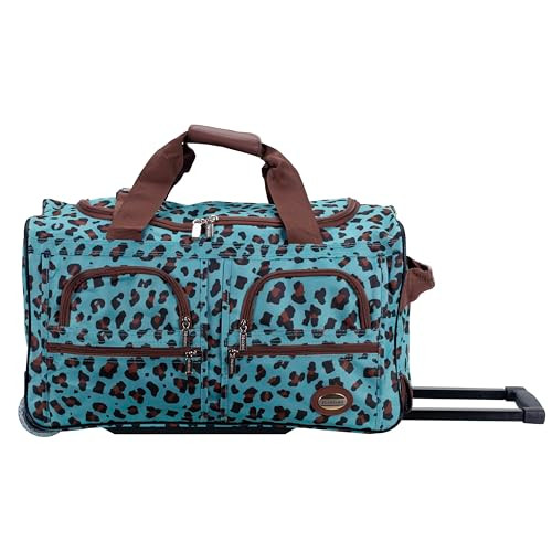 ROCKLAND ROLLING DUFFEL BAG SIZE: 22" - BLUE/LEOPARD New