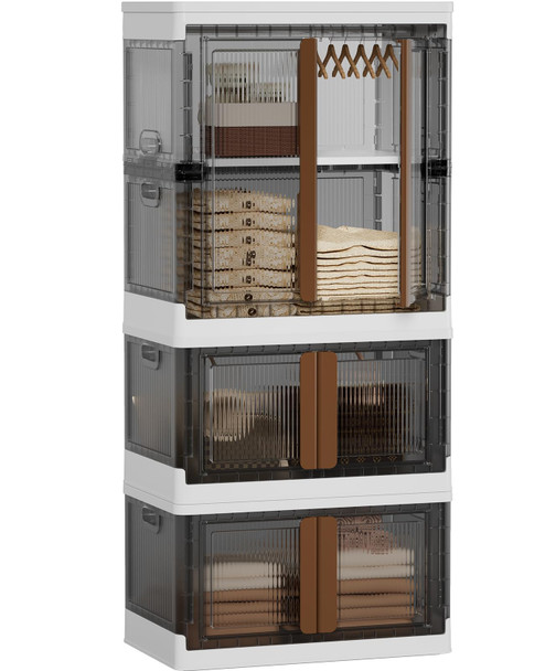 HAIXIN CLOSET ORGANIZERS AND STORAGE 77.6 GAL STACKABLE BINS - CLEAR New