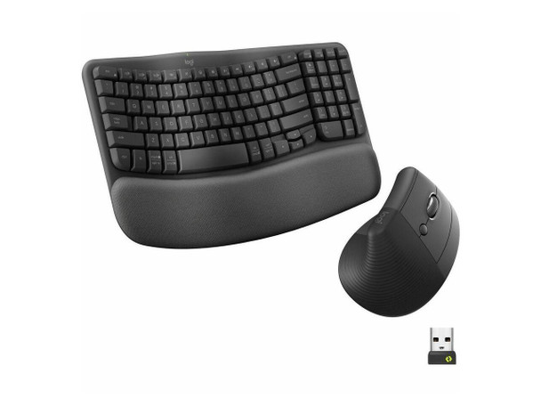 Logitech Wave Keys & Lift Vertical Mouse Ergonomic Wireless Keyboard and Mouse