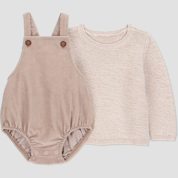 CARTER'S JUST ONE YOU® BABY 2PC SWEATER ROMPER SET - SIZE: YOUTH 3M - BROWN
