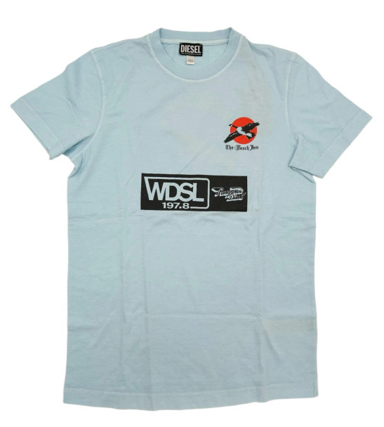 DIESEL T-DIEGOR MENS BLUE T-SHIRT - SIZE: MEN L - LIGHT BLUE New