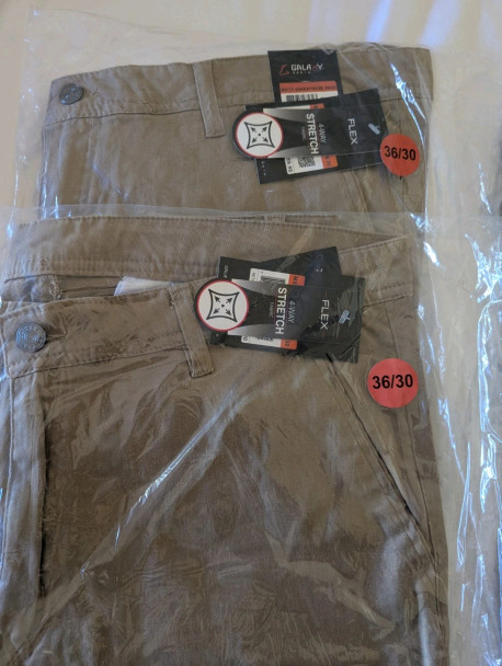 GALAXY BY HARVIC PANTS MEN'S 4 WAY STRETCH CASUAL - SIZE: 36X30 - KHAKI New