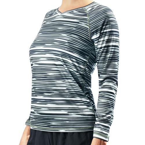 KANU SURF WOMEN'S UPF 50+ LONG SLEEVE ACTIVE SWIM TEE & TOP SIZE M BLACK/GRAY New