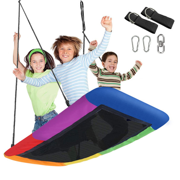 SORBUS 60" SAUCER SWING KIDS 700LBS BIG PLATFORM TREE GLIDER THERAPY MULTICOLOR