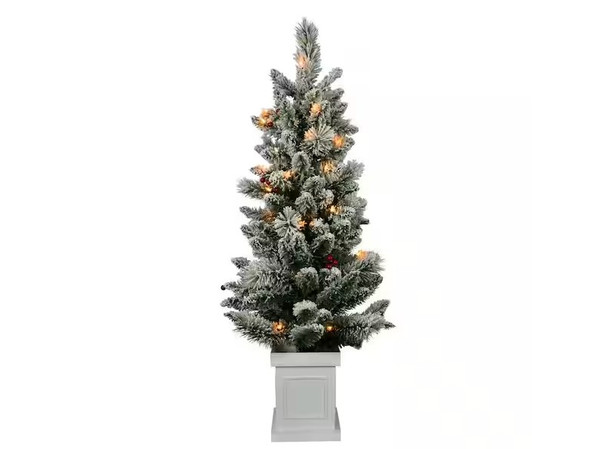 ASTELLA 4FT PRE-LIT FLOCKED ARTIFICIAL CHRISTMAS TREE, 50-LIGHTS