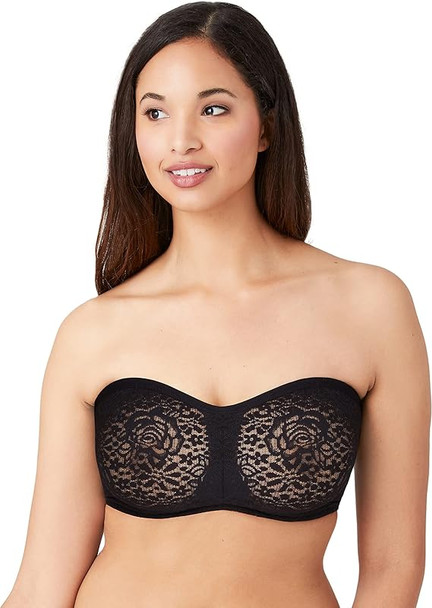 WACOAL WOMEN'S HALO LACE STRAPLESS CONVERTIBLE BRA - SIZE: WOMEN 36D - BLACK New