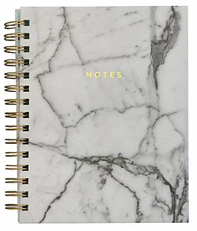 ECCOLO WIRO SPIRAL JOURNAL, 6” X 8”, 100 PAGES - MARBLE/GOLD/IVORY