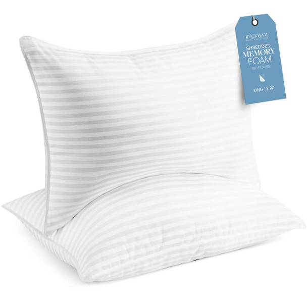BECKHAM HOTEL COLLECTION KING SIZE ADJUSTABLE FILL PILLOWS SET OF 2 - WHITE