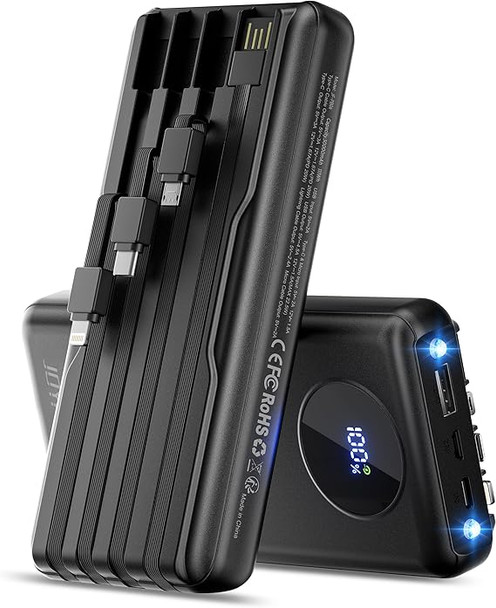 JOYFAR PORTABLE-CHARGER-POWER-BANK TRAVEL ESSENTIALS BATTERY PACK USB C - BLACK