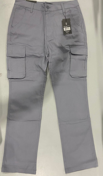 BLU ROCK MEN'S FLEX STRETCH COTTON CARGO PANTS, SIZE 32 - GRAY New